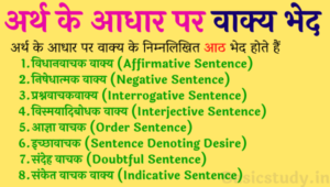 अर्थ के आधार पर वाक्य भेद in hindi